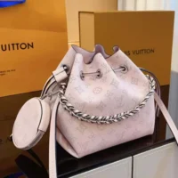 Louis Vuitton LV Women Bella Bucket Bag in Mahina Calfskin Leather-Pink M23195