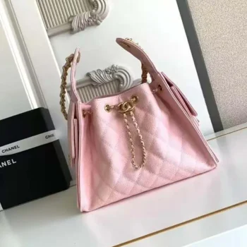 Chanel Women 25 Small Handbag Grained Calfskin Gold Tone Metal-Pink