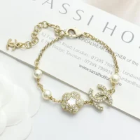 Chanel Women Bracelet Metal Glass Pearls Strass ABF382