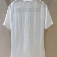 Dior Men T-Shirt White Cotton and Linen Jersey with Black Dior Cabinet de Curiosités Motif