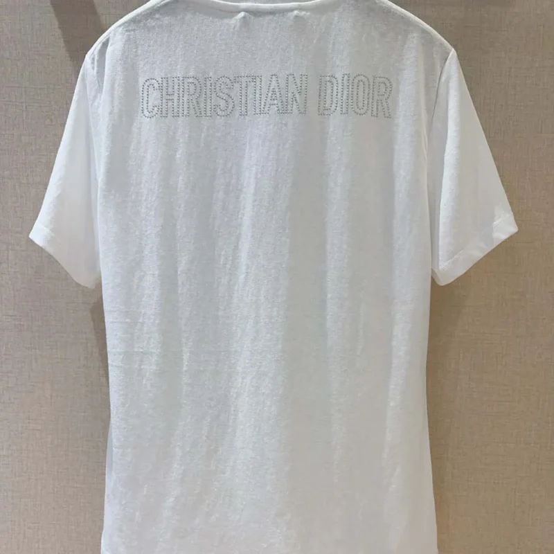 Dior Men T-Shirt White Cotton and Linen Jersey with Black Dior Cabinet de Curiosités Motif
