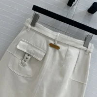 Dior Women Belted Skirt Ecru Cotton Denim with Dior Oblique Interior