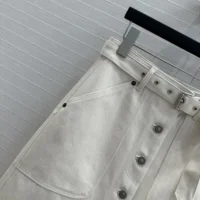 Dior Women Belted Skirt Ecru Cotton Denim with Dior Oblique Interior