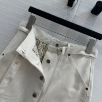 Dior Women Belted Skirt Ecru Cotton Denim with Dior Oblique Interior