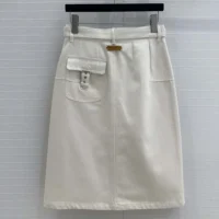Dior Women Belted Skirt Ecru Cotton Denim with Dior Oblique Interior