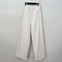 Dior Women Flared Jeans Ecru Cotton Denim with Dior Oblique Interior