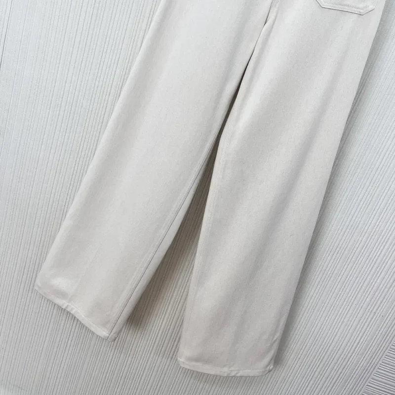 Dior Women Flared Jeans Ecru Cotton Denim with Dior Oblique Interior