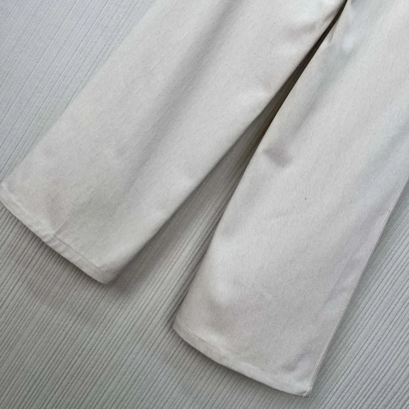 Dior Women Flared Jeans Ecru Cotton Denim with Dior Oblique Interior