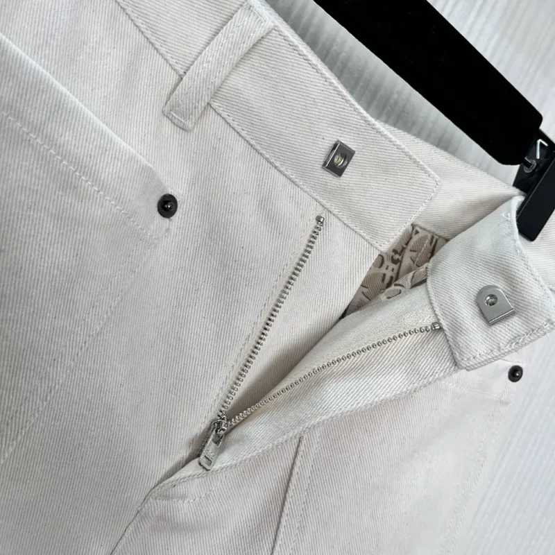 Dior Women Flared Jeans Ecru Cotton Denim with Dior Oblique Interior
