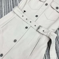 Dior Women Short Belted Shirtdress Ecru Cotton Denim with Dior Oblique Interior