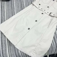 Dior Women Short Belted Shirtdress Ecru Cotton Denim with Dior Oblique Interior