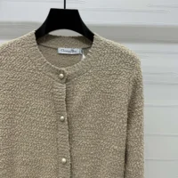 Dior Women Twinset Beige Cotton- and Wool-Blend Bouclé Knit