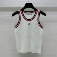Dior Women Vibe Tank Top White Technical Mesh with Three-Tone Signature