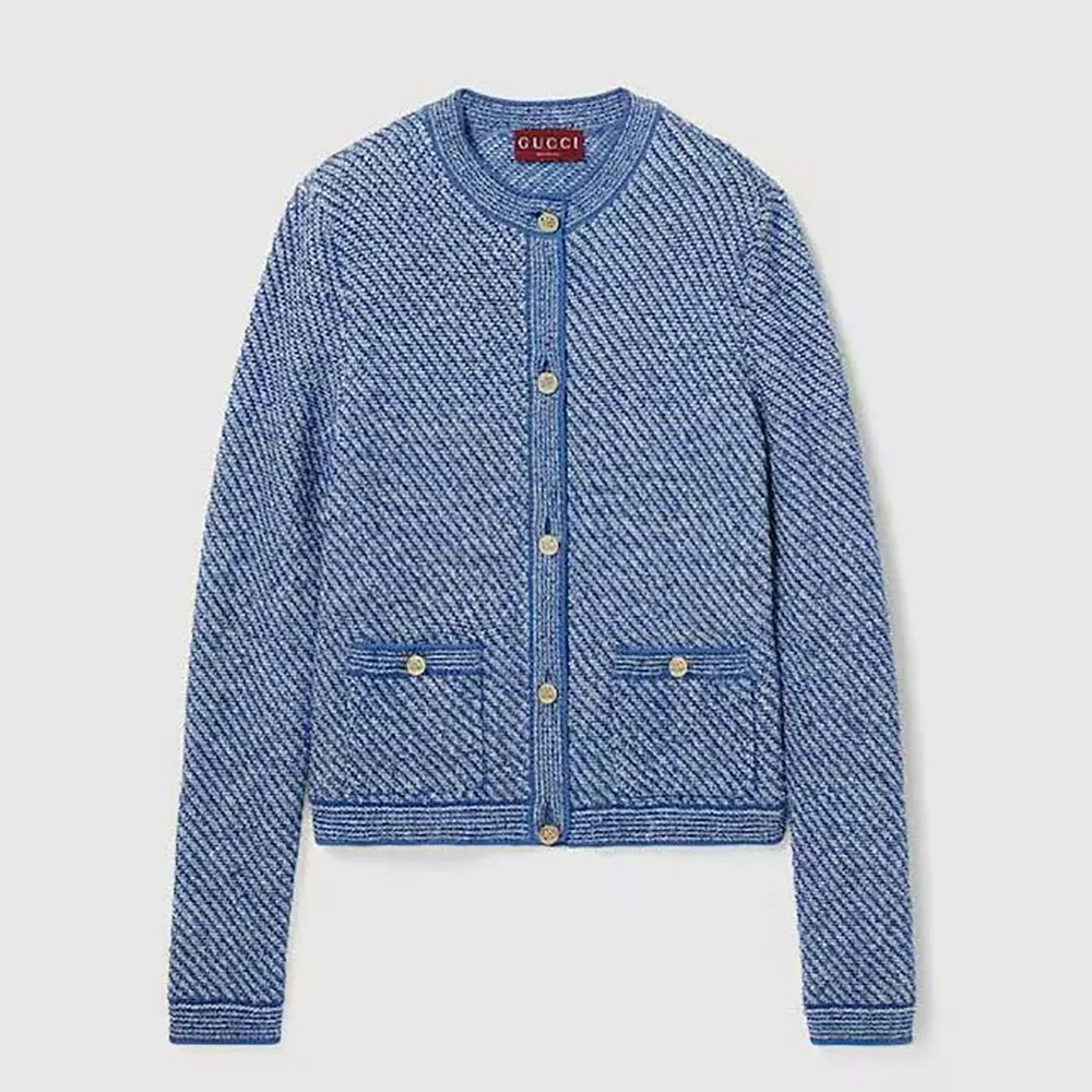 Gucci Women Fine Cotton Crewneck Cardigan 818643XKENR4179 (1) Gucci Women Fine Cotton Crewneck Cardigan 818643XKENR4179