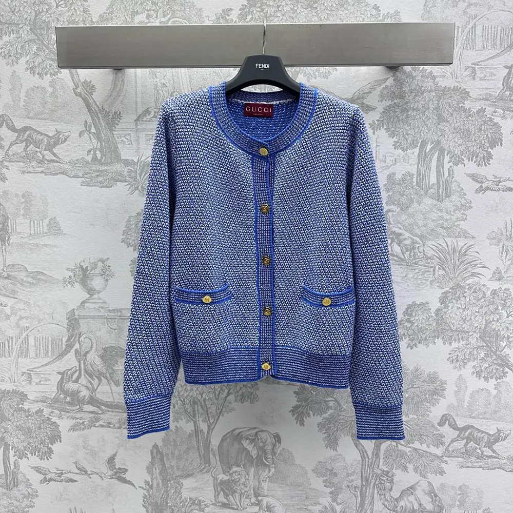 Gucci Women Fine Cotton Crewneck Cardigan 818643XKENR4179 (2) Gucci Women Fine Cotton Crewneck Cardigan 818643XKENR4179
