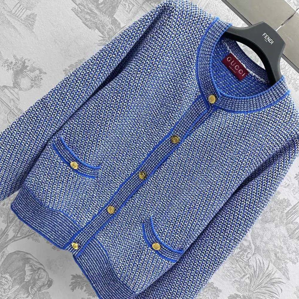 Gucci Women Fine Cotton Crewneck Cardigan 818643XKENR4179 (3) Gucci Women Fine Cotton Crewneck Cardigan 818643XKENR4179