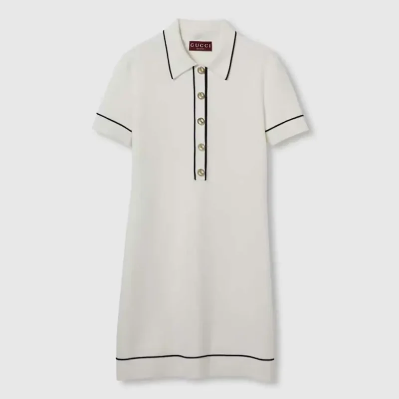 Gucci Women Fine Wool Polo Dress 813816XKEHH9034