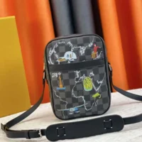 Louis Vuitton LV Unisex Renaissance Map Damier Graphite PM Danube Slim Bag