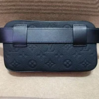 Louis Vuitton LV Unisex Taurillon Monogram Leather Solar Ray Soft Pochette Volga Belt Bag-Black