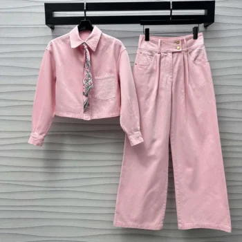 Louis Vuitton LV Women Cropped Denim Shirt-Light Pink 1AHHT1
