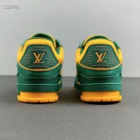 Louis Vuitton Unisex LV Trainer Sneaker Green Calf Leather Monogram Denim