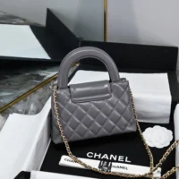 Chanel Women CC Mini Kelly Shopping Bag Shiny Aged Calfskin-Grey