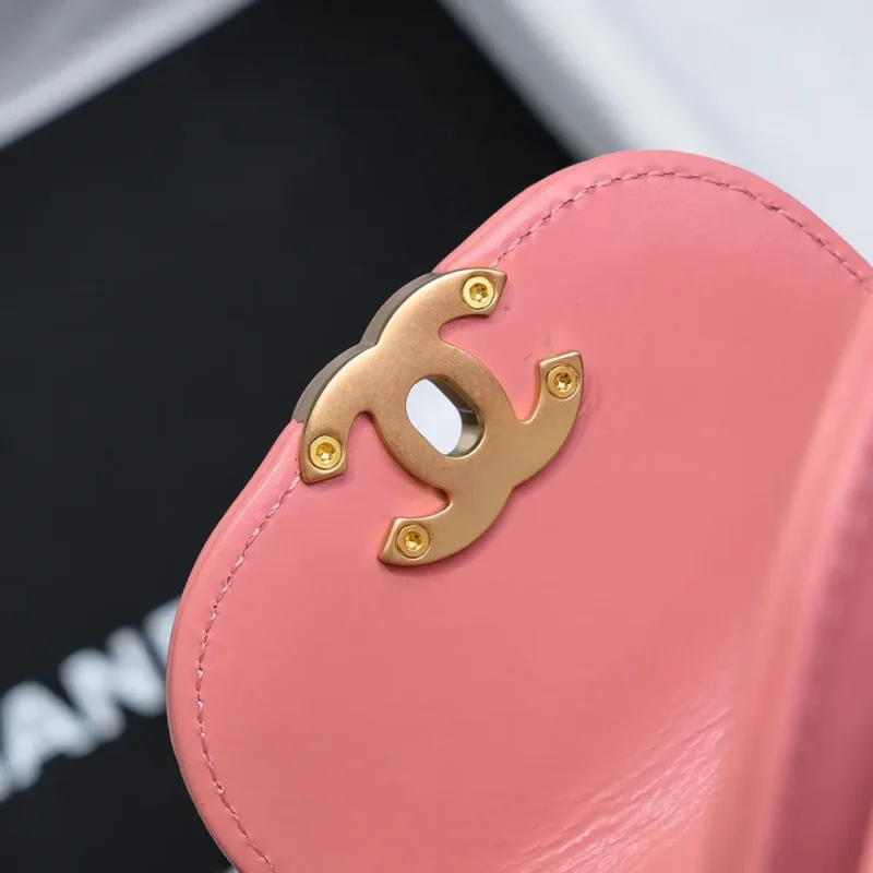 Chanel Women CC Mini Kelly Shopping Bag Shiny Aged Calfskin-Pink