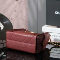 Chanel Women 25 Small Handbag Grained Calfskin Gold Tone Metal-Burgundy