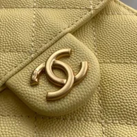 Chanel Women 25 Small Handbag Grained Calfskin Gold Tone Metal-Light Yellow