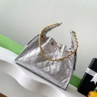 Chanel Women 25 Small Handbag Grained Calfskin Gold Tone Metal-Silver
