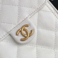 Chanel Women 25 Small Handbag Grained Calfskin Gold Tone Metal-White