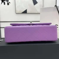 Chanel Women Classic 11.12 Handbag Grained Shiny Calfskin Silver-Tone Metal-Purple