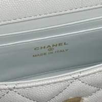Chanel Women Flap Phone Holder with Chain Grained Shiny Calfskin Gold Tone Metal