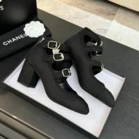 Chanel Women Mary Janes Fabric Grosgrain-Black G46477
