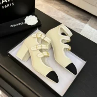 Chanel Women Mary Janes Fabric Grosgrain-White G46456