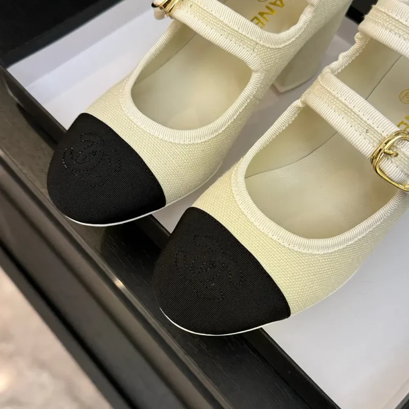 Chanel Women Mary Janes Fabric Grosgrain-White G46456
