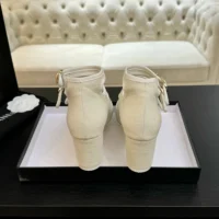 Chanel Women Mary Janes Fabric Grosgrain-White G46456