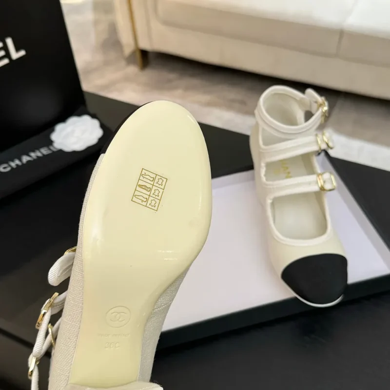 Chanel Women Mary Janes Fabric Grosgrain-White G46456