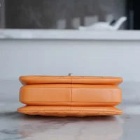 Chanel Women Mini Flap Bag with Top Handle Lambskin-Orange