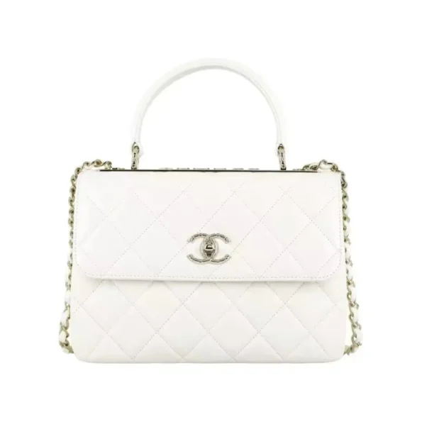 Chanel Women Mini Flap Bag with Top Handle Lambskin-White