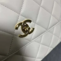 Chanel Women Mini Flap Bag with Top Handle Lambskin-White