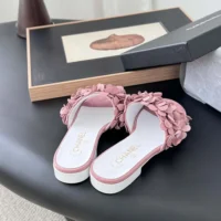 Chanel Women Mules Suede Kidskin Strass-Light Pink G46231