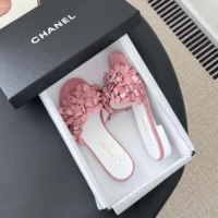 Chanel Women Mules Suede Kidskin Strass-Light Pink G46231