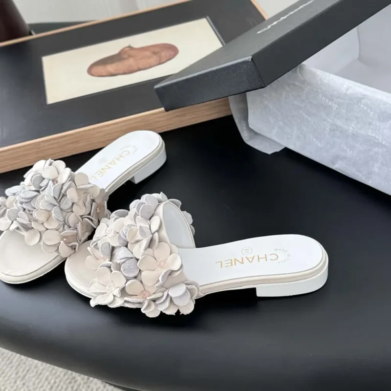 Chanel Women Mules Suede Kidskin Strass-White G46231
