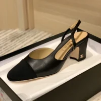 Chanel Women Slingbacks Goatskin Grosgrain-Black G31318