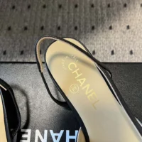 Chanel Women Slingbacks Goatskin Grosgrain-Black G31319
