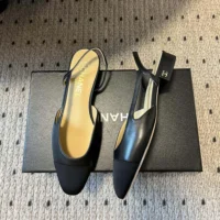 Chanel Women Slingbacks Goatskin Grosgrain-Black G31319