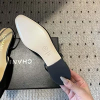 Chanel Women Slingbacks Goatskin Grosgrain-Black G31319