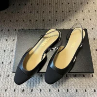 Chanel Women Slingbacks Goatskin Grosgrain-Black G31319