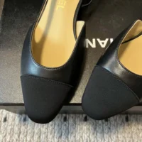 Chanel Women Slingbacks Goatskin Grosgrain-Black G31319